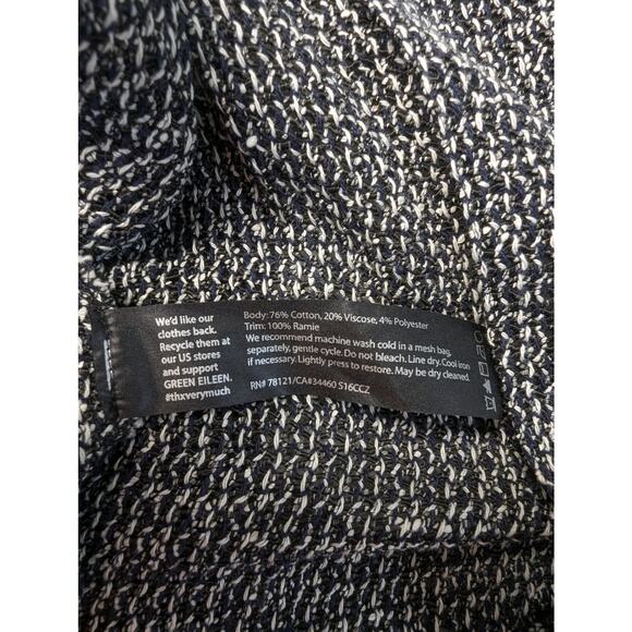 Eileen Fisher Plus Size 1X Textured Open Front Cardigan Black White Navy Cotton - Picture 8 of 8